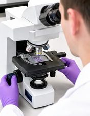 Laboratory testing under microscope